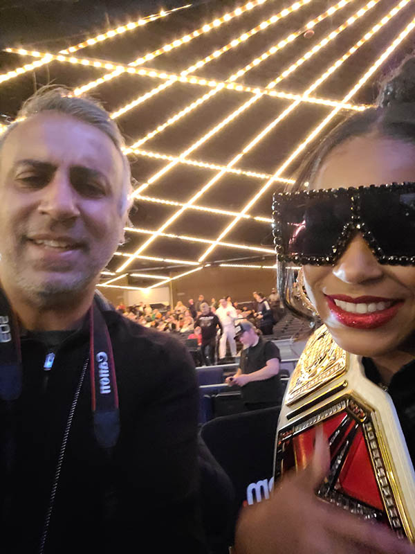 Dr Abbey with Bianca Belair WWE Womens World Wrestling Champion