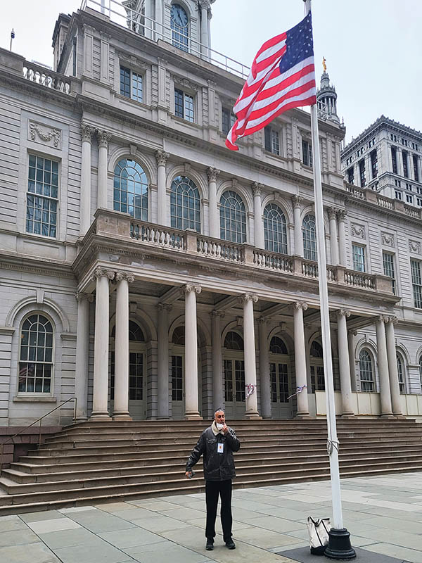 Dr Adal outside at City Council NYC Steps
