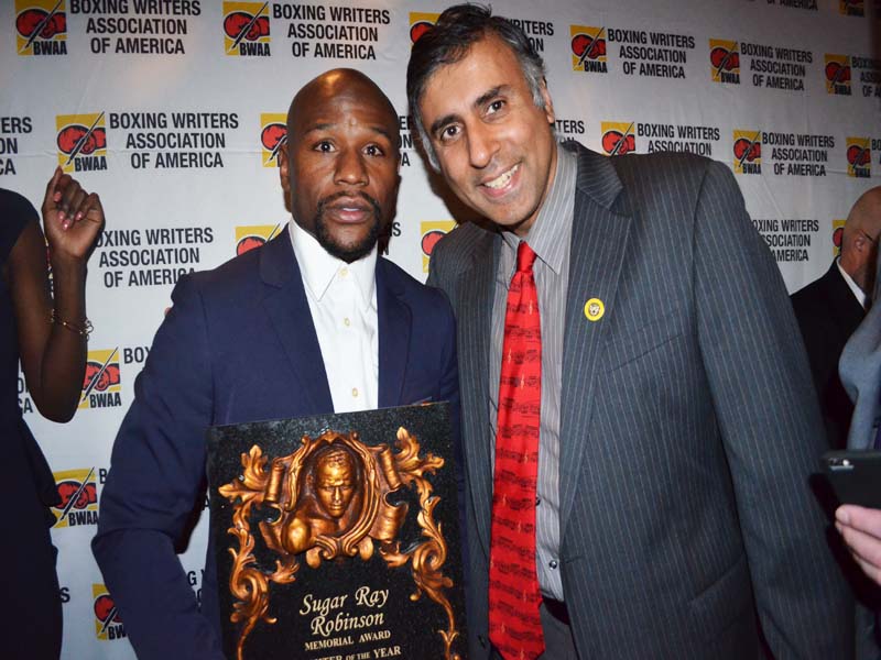 Dr.Abbey Congratulating Boxing Great Floyd Mayweather on his Award