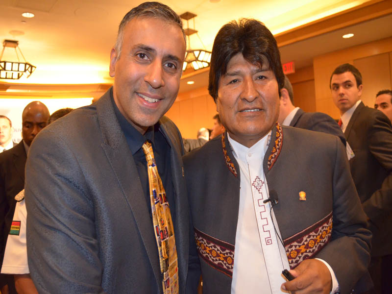 Dr.Abbey with Bolivian President Evo Morales Ayma