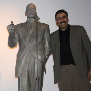 Dr.Abbey with Malcolm X Statue