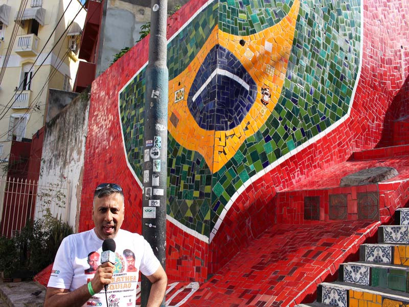 Brazilian Flag at Selaron Steps Rio Brazil