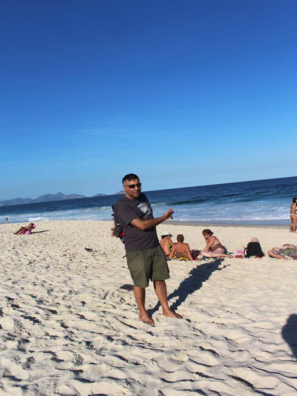 Dr.Abbey Walking on Copacabana Beach Rio Brazil