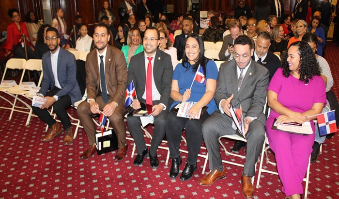 NY City Council Speaker Adrienne E.  Adams Presents Dominican Republicans Independence Celebration at Council Chambers, City Hall 2023